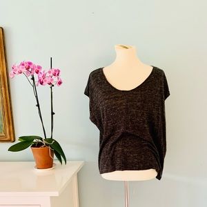 Adrienne Vittadini Gray Linen Oversized Tee Shirt